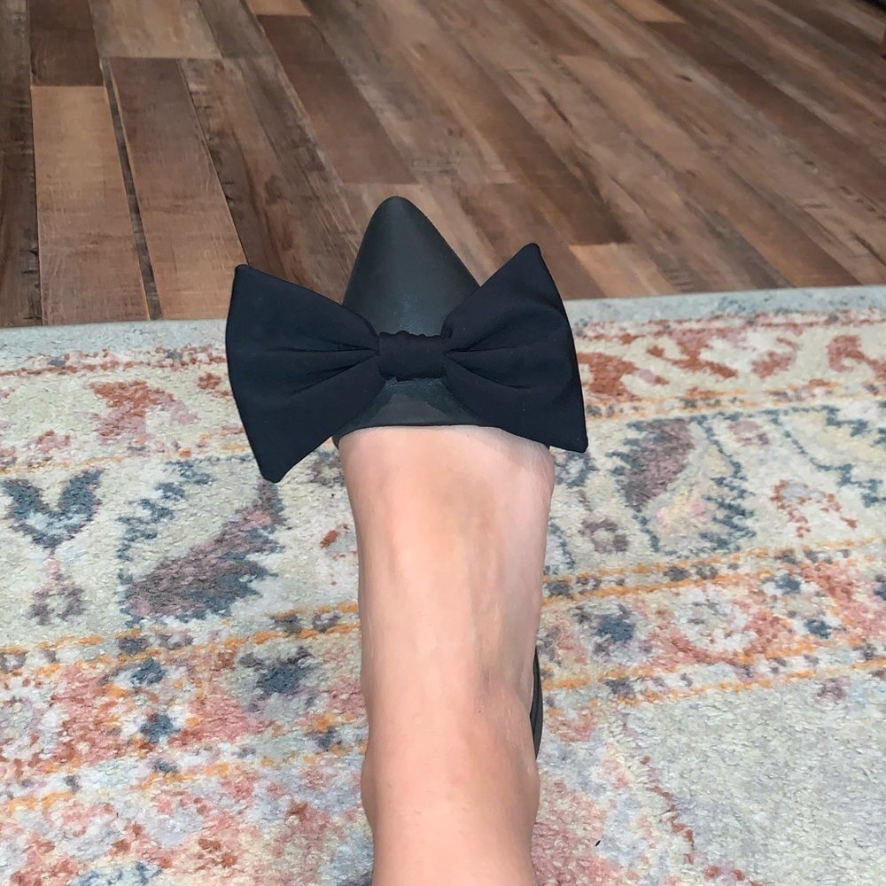 Beth Richards X Native Audrey Black Pointed Toe Bow Accent Flats Women’s Size 7